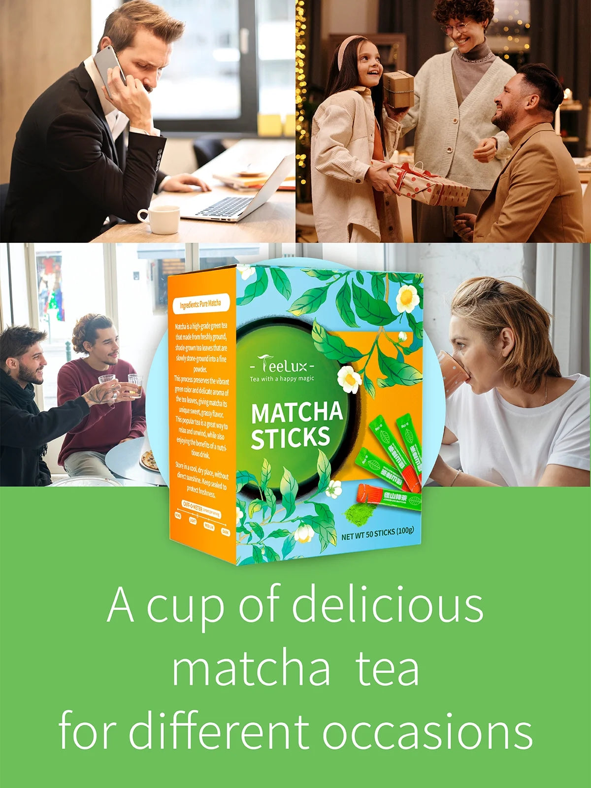 Matcha Green Tea Powder, First Harvest Culinary Grade Matcha Single Serve Packets, 50 Count